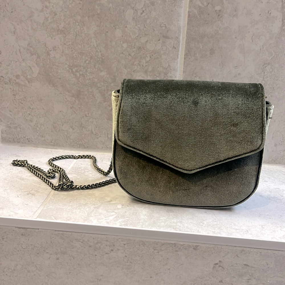 Anthropologie Green Velvet Handbag